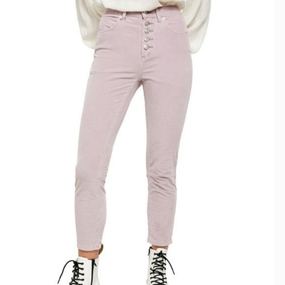 Free People Sun Chaser Corduroy Skinny Jeans In Frosted Lilac